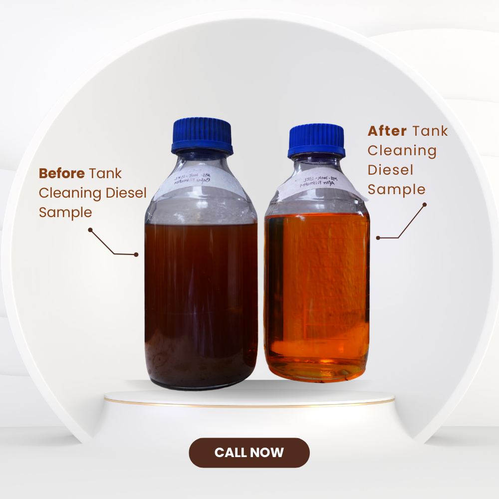 Advanced robotic tank cleaning equipment operating in a bright, high-tech industrial facility with neutral colors, emphasizing safety protocols and cutting-edge technology